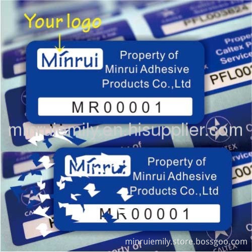 Custom Destructible Security Labels With Serials Numbers Or Barcode